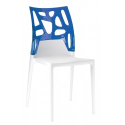 Καρέκλα αλουμινίου πολυπροπυλενίου με σκελετό λευκό και πλάτη διάφανη μπλε 1f187ag17