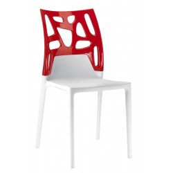 Καρέκλα αλουμινίου πολυπροπυλενίου με σκελετό λευκό και πλάτη glossy κόκκινη 1h187ag17