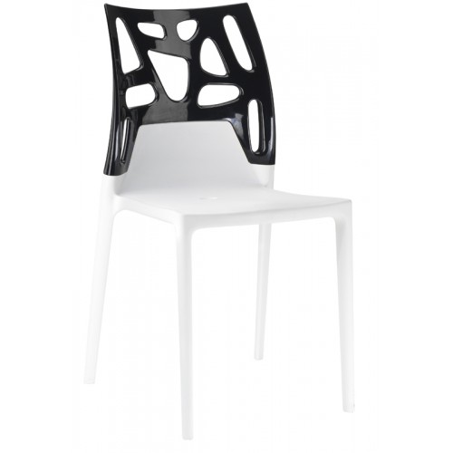 Καρέκλα αλουμινίου πολυπροπυλενίου με σκελετό λευκό και πλάτη glossy μαύρη 1i187ag17