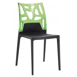 Καρέκλα αλουμινίου πολυπροπυλενίου με σκελετό μαύρο και πλάτη διάφανη πράσινη 2c187ag17