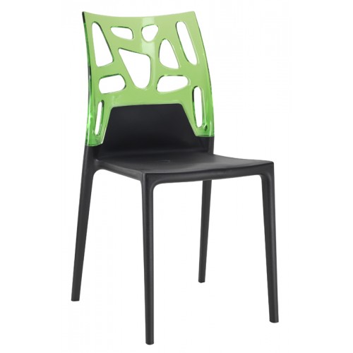 Καρέκλα αλουμινίου πολυπροπυλενίου με σκελετό μαύρο και πλάτη διάφανη πράσινη 2c187ag17