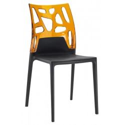 Καρέκλα αλουμινίου πολυπροπυλενίου με σκελετό μαύρο και πλάτη διάφανη πορτοκαλί 2d187ag17