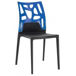Καρέκλα αλουμινίου πολυπροπυλενίου με σκελετό μαύρο και πλάτη διάφανη μπλε 2f187ag17