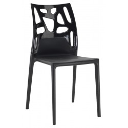 Καρέκλα αλουμινίου πολυπροπυλενίου με σκελετό μαύρο και πλάτη glossy μαύρη 2h187ag17