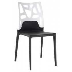 Καρέκλα αλουμινίου πολυπροπυλενίου με σκελετό μαύρο και πλάτη glossy λευκή 2i187ag17