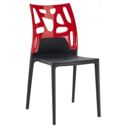 Καρέκλα αλουμινίου πολυπροπυλενίου με σκελετό μαύρο και πλάτη glossy κόκκινη 2j187ag17