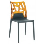 Καρέκλα αλουμινίου πολυπροπυλενίου με σκελετό ανθρακί και πλάτη διάφανη πορτοκαλί 3c187ag17