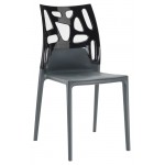 Καρέκλα αλουμινίου πολυπροπυλενίου με σκελετό ανθρακί και πλάτη glossy μαύρο 3h187ag17