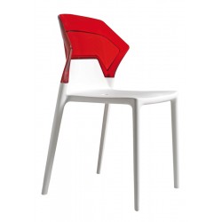Καρέκλα αλουμινίου πολυπροπυλενίου με σκελετό λευκό και πλάτη διάφανη κόκκινη 4b188ag17