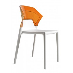 Καρέκλα αλουμινίου πολυπροπυλενίου με σκελετό λευκό και πλάτη διάφανη πορτοκαλί 4c188ag17