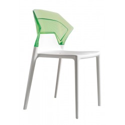 Καρέκλα αλουμινίου πολυπροπυλενίου με σκελετό λευκό και πλάτη διάφανη πράσινη 4d188ag17