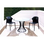 Καρέκλα αλουμινίου πολυπροπυλενίου με σκελετό λευκό και πλάτη glossy μαύρη 4h188ag17