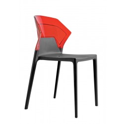 Καρέκλα αλουμινίου πολυπροπυλενίου με σκελετό ανθρακί και πλάτη διάφανη κόκκινη 5a188ag17