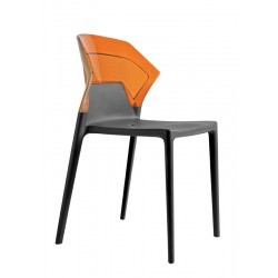 Καρέκλα αλουμινίου πολυπροπυλενίου με σκελετό ανθρακί και πλάτη διάφανη πορτοκαλί 5b188ag17