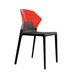 Καρέκλα αλουμινίου πολυπροπυλενίου με σκελετό μαύρο και πλάτη διάφανη κόκκινη 6b188ag17