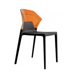 Καρέκλα αλουμινίου πολυπροπυλενίου με σκελετό μαύρο και πλάτη διάφανη πορτοκαλί 6c188ag17