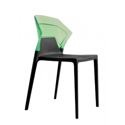 Καρέκλα αλουμινίου πολυπροπυλενίου με σκελετό μαύρο και πλάτη διάφανη πράσινη 6d188ag17