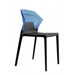 Καρέκλα αλουμινίου πολυπροπυλενίου με σκελετό μαύρο και πλάτη διάφανη μπλε 6e188ag17