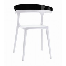 Πολυθρόνα πολυπροπυλενίου με σκελετό λευκό και πλάτη fiberglass glossy μαύρη 1g184ag17