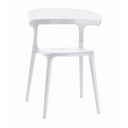 Πολυθρόνα πολυπροπυλενίου με σκελετό λευκό και πλάτη fiberglass glossy λευκή 1h184ag17
