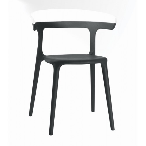 Πολυθρόνα πολυπροπυλενίου με σκελετό μαύρο και πλάτη fiberglass glossy λευκή 2i184ag17