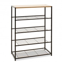 Παπουτσοθήκη Ramon pakoworld 12 ζευγών χρώμα φυσικό μαύρο 63x30x83εκ c186019