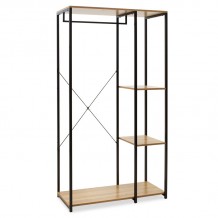 Έπιπλο εισόδου ντουλάπα Ramon pakoworld χρώμα φυσικό μαύρο 90 5x41x167εκ c186022