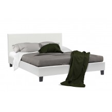 Κρεβάτι διπλό με δερματίνη λευκό ματ 150x200 c18607