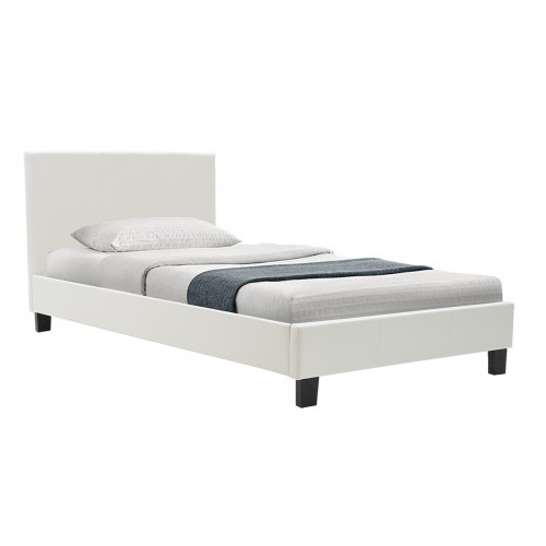 Κρεβάτι Nevil μονό 100x200 τεχνόδερμα PU χρώμα λευκό ματ με ανατομικές τάβλες c19731