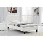 Κρεβάτι Nevil μονό 100x200 τεχνόδερμα PU χρώμα λευκό ματ με ανατομικές τάβλες c19731