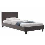Κρεβάτι Nevil μονό 100x200 τεχνόδερμα PU χρώμα σκούρο καφέ ματ με ανατομικές τάβλες c19732