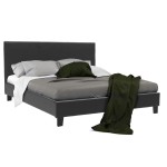 Κρεβάτι Nevil διπλό 150x200 τεχνόδερμα PU χρώμα μαύρο ματ με ανατομικές τάβλες c19734