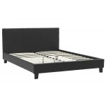 Κρεβάτι Nevil διπλό 150x200 τεχνόδερμα PU χρώμα μαύρο ματ με ανατομικές τάβλες c19734