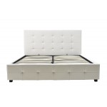 Κρεβάτι Roi διπλό 160x200 τεχνόδερμα PU χρώμα λευκό ματ με αποθηκευτικό χώρο με ανατομικές τάβλες c19735