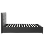 Κρεβάτι Roi διπλό 160x200 τεχνόδερμα PU χρώμα μαύρο ματ με αποθηκευτικό χώρο με ανατομικές τάβλες c19736