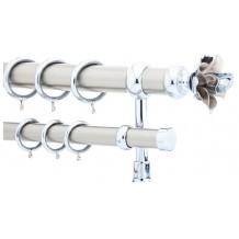 Κουρτινόξυλο 2m διπλό ασημί c20380