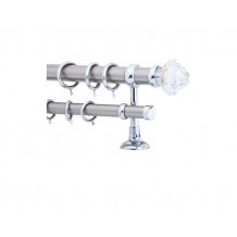 Κουρτινόξυλο 2.5m διπλό ασημί c20393