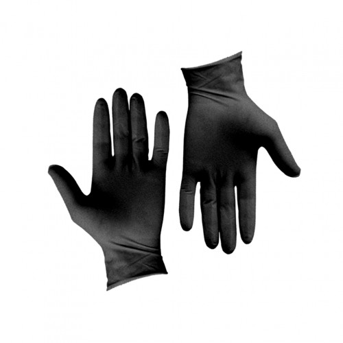 Σετ 100τεμ γάντια λάτεξ μεγάλης αντοχής χωρίς πούδρα μαύρα MEDIUM c203995