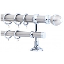 Κουρτινόξυλο 2.5m διπλό ασημί c20489