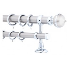 Κουρτινόξυλο 2.5m διπλό ασημί c20529