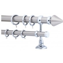 Κουρτινόξυλο 2.5m διπλό ασημί c20596