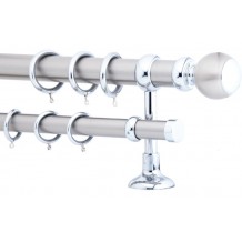 Κουρτινόξυλο 2.5m διπλό ασημί c20627