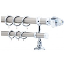 Κουρτινόξυλο 3m διπλό ασημί με swarovski c20654