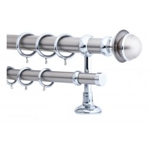 Κουρτινόξυλο 3m διπλό ασημί c20668