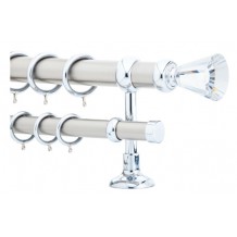 Κουρτινόξυλο 3m διπλό ασημί με swarovski c20698