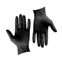 Σετ 100τεμ γάντια  μαύρα νιτριλίου με λάτεξ χωρίς πούδρα LARGE c207147