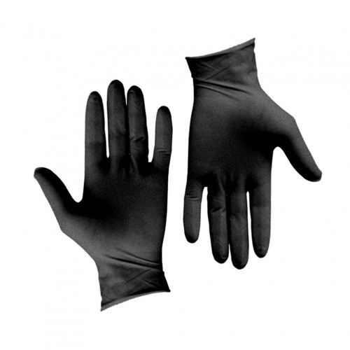 Σετ 100τεμ γάντια ΜΑΥΡΑ Νιτριλίου μεγάλης αντοχής χωρίς πούδρα LARGE c207148