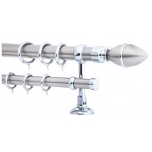 Κουρτινόξυλο 2m διπλό ασημί c20717