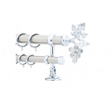 Κουρτινόξυλο 3.6m διπλό ασημί με swarovski c20746