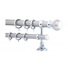 Κουρτινόξυλο 3.6m διπλό ασημί με swarovski c20779